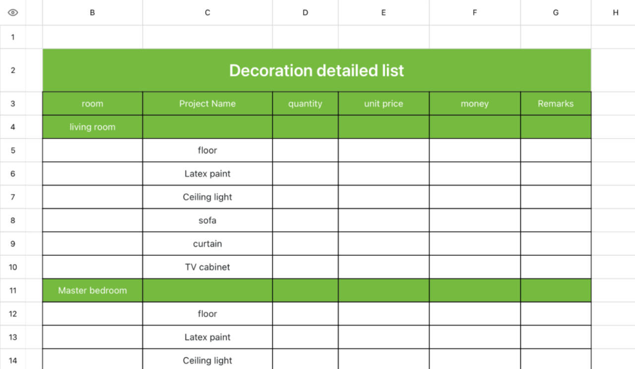 Detailed list of renovations 1